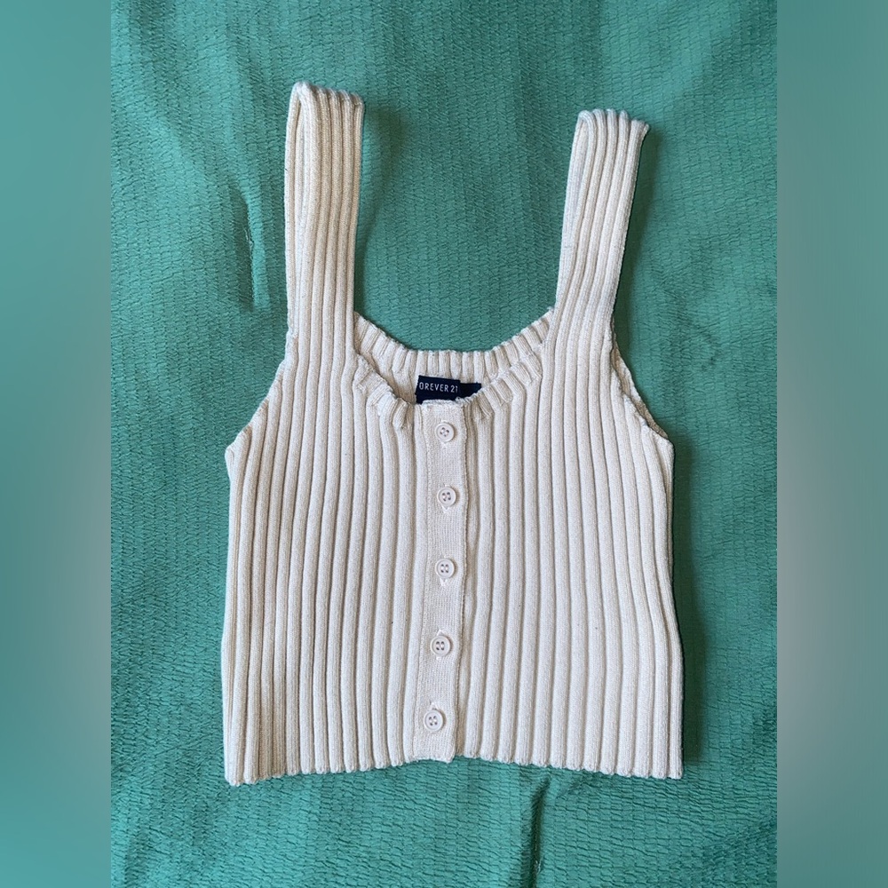 Forever 21 cream cropped tank top